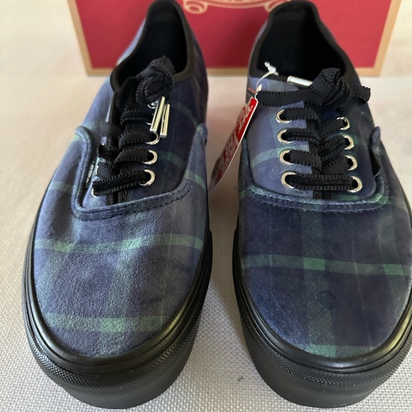 Vans Women's Authentic Stacked Velvet Plaid Green Black Platform Shoes Size 10 - Picture 2 of 7